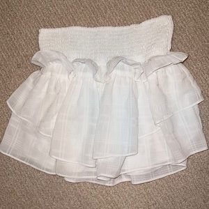 white ruffle mini skirt